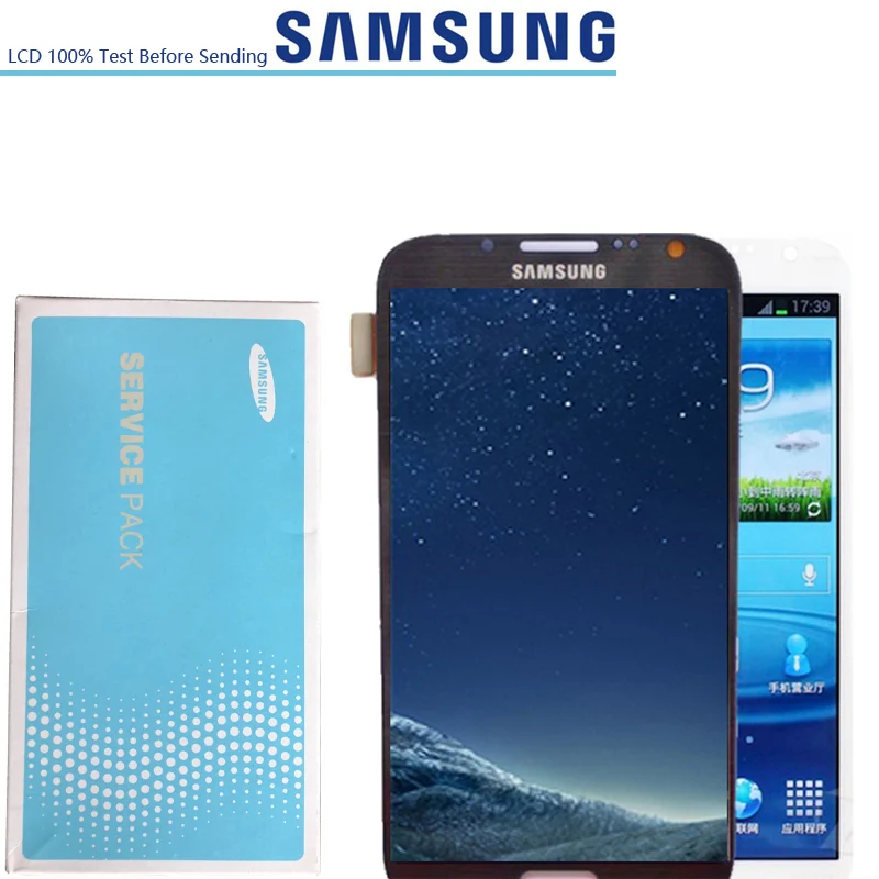 5,5 ''Супер AMOLED ЖК-дисплей для samsung Galaxy Note 2 N7100 ЖК-дисплей с кодирующий преобразователь сенсорного экрана в сборе