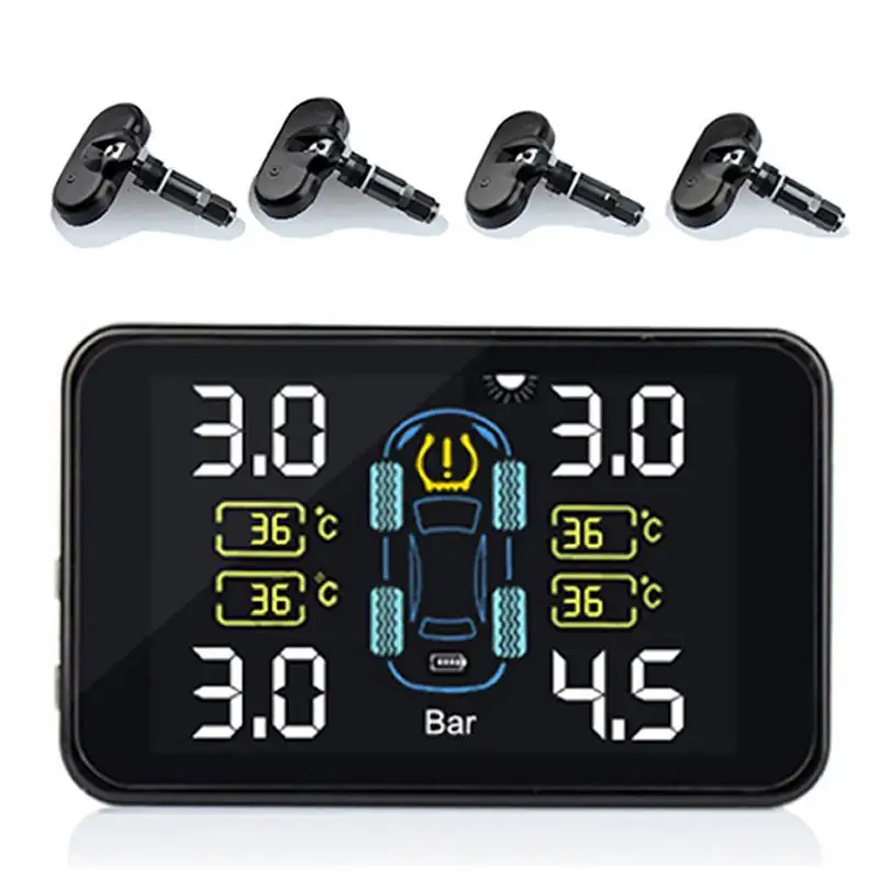Builtin Автомобильные TPMS встроенные внешние датчики давления в шинах Автоматическая Солнечная зарядка Автоматическая мощность на регулируемой температуре функция сигнализации - Цвет: Builtin