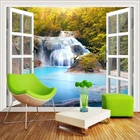 Фотообои 3D водопады окно природный пейзаж настенная ткань классическая гостиная телевизор спальня домашний декор настенные картины