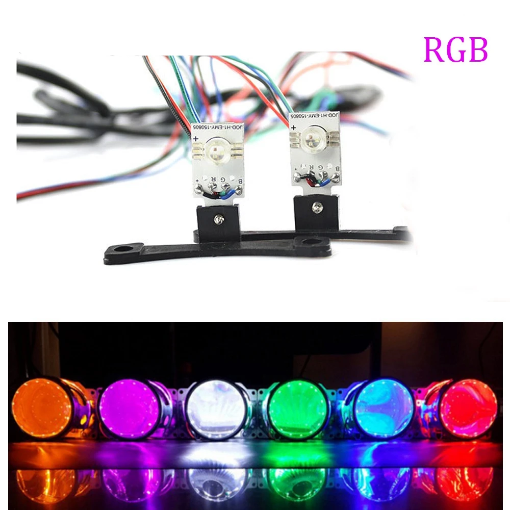 2 шт. RGB светодиодный Demon Eyes Devil eye для универсального автомобиля мотоцикла 2,5 дюймов фары для проектора с выключенным контроллером проводов