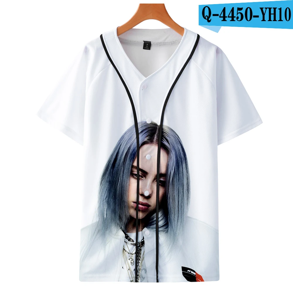 Billie Eilish, 3D принт, бейсбольные футболки для женщин/мужчин, модные летние футболки с коротким рукавом,, уличная одежда, футболки, топы - Цвет: 3D