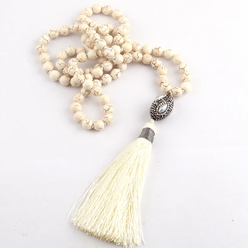 Бесплатная доставка модные белые камни богемный Племенной изделия Овальный Перл