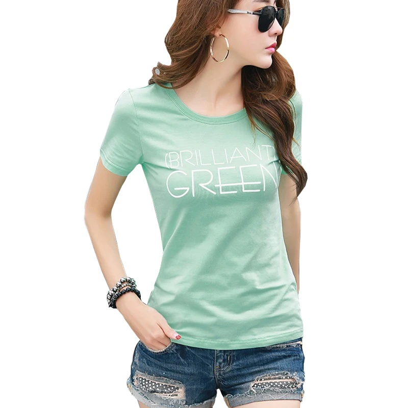 Женская хлопковая Футболка с круглым вырезом и принтом букв | одежда