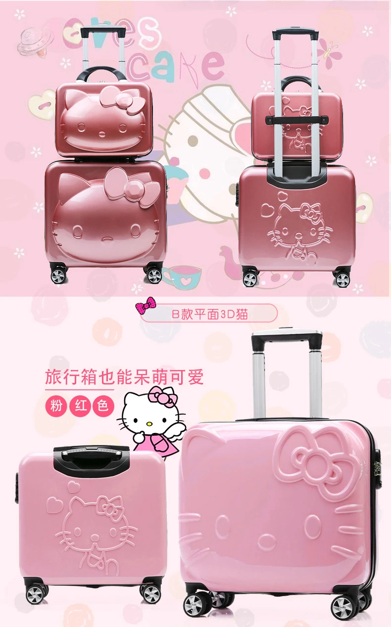 Детские комплекты чемоданов hello kitty розовый багаж на колесиках для девочек и мальчиков подарок для детей школьная сумка на колесиках с героями мультфильмов
