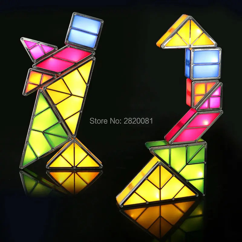 Магнитная головоломка Tangram Умный набор световых игрушек для украшения доски