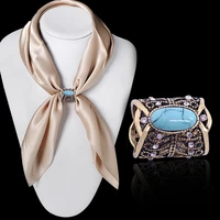 fashion bohemia rhinestone scarf clip brooch charm acrylic stone wedding crystal scarf buckle brooches for women