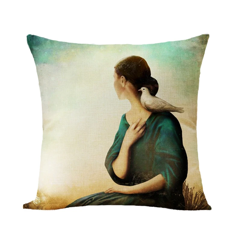 Наволочка с рисунком для девочек модный стиль квадратная хлопковая льняная