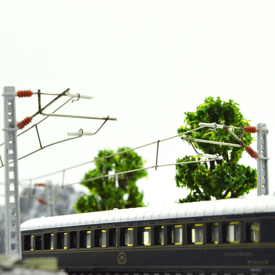 N Масштаб Модель поезда Catenary контактный сетевой сплав колонки, проволока и винты из нержавеющей стали