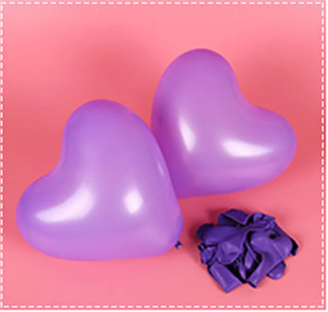 Purple 10 шт 10-дюймовые розовые белые красные латексные шары в форме сердца, латексные воздушные шары для дня рождения, свадьбы, надувные шары для детской вечеринки - Цвет: Purple