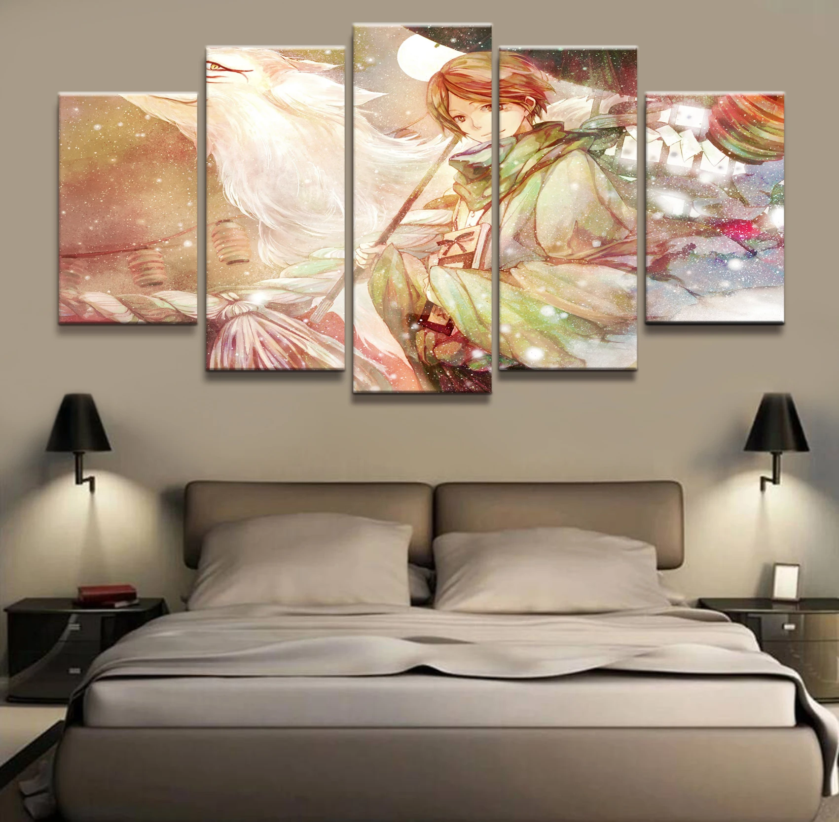 5 piece Anime Poster Natsume friends account Wall Printed Painting Home Decor Japanese Cartoon Decoration Canvas | Дом и сад