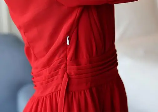 

9057 real pictures with model 2017 spring maternity clothing plus size flare sleeve V-neck chiffon one-piece pregnancy dress