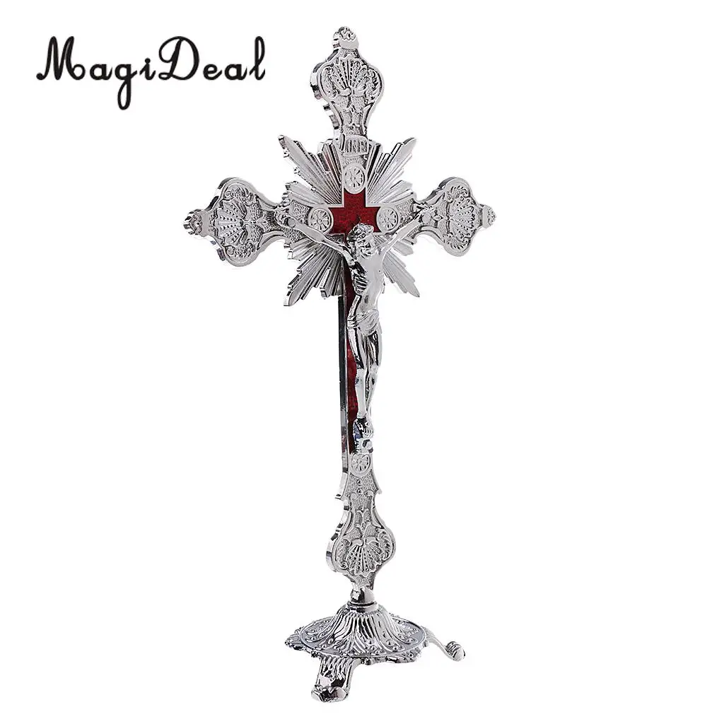 Распятие Иисуса Христа на подставке крест католическая статуя фигурка для дома