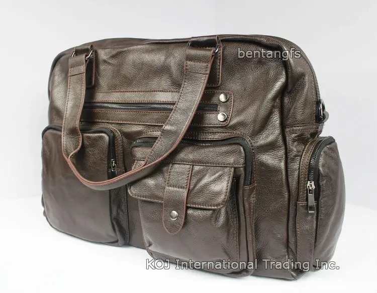Large Luggage Bag Genuine Leather Travel Men duffle large Shoulder Weekend Tote Big Brown | Багаж и сумки