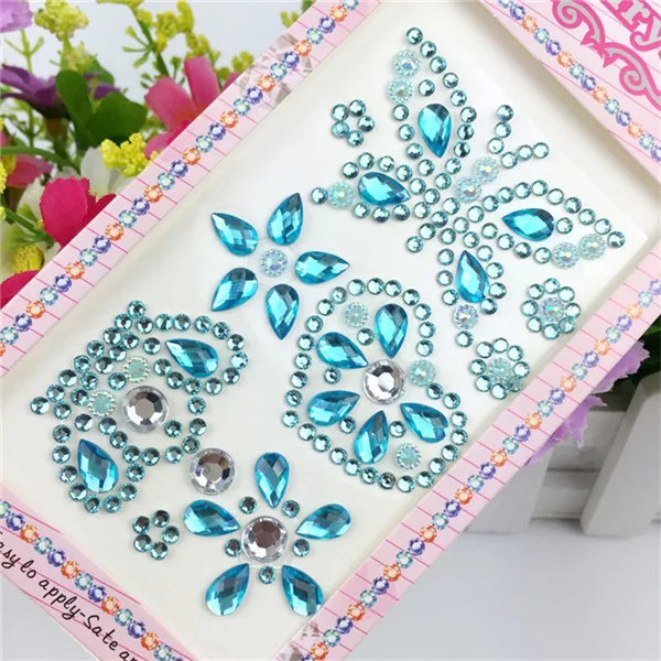 blue 17*8.5 см/лист акриловые мультфильм мотив стразы, наклейки diy craft телефон автомобиля стикер ногтей вставить декоративные аксессуары - Цвет: blue