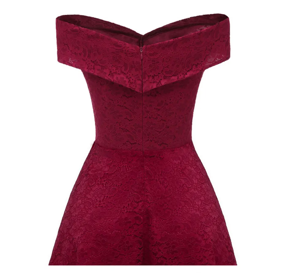 

FEIBUSHI Robe Femme Embroidery Vintage Lace Dress Women Off Shoulder Dresses short Sleeve Casual Evening Party A Line Plus size