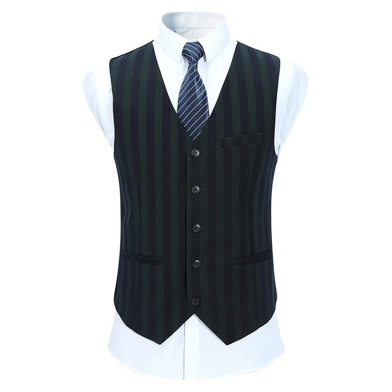 YUNCLOS Men Business Suits Wedding Slim Fit Double-Breasted Striped Male Formal 3 PCS Prom with Pant For | Мужская одежда