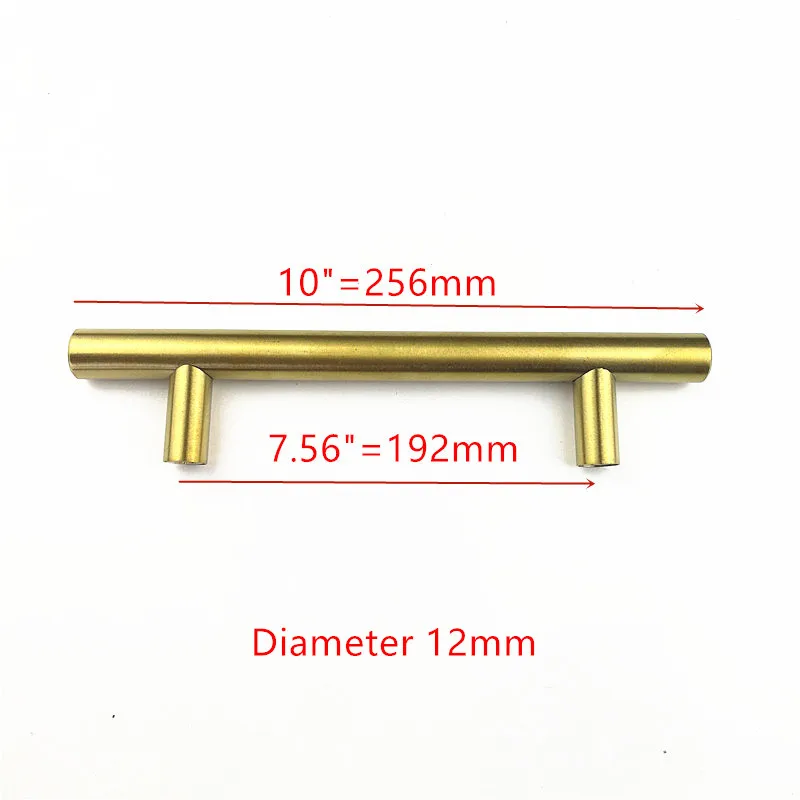12 10inch 192mm Диаметр 10 мм матовый черный 12 мм золотой цвет sqaure 12*12 мм черная дверца кухонного шкафа Ручка из нержавеющей стали "~ 24" - Цвет: 12 10inch 192mm