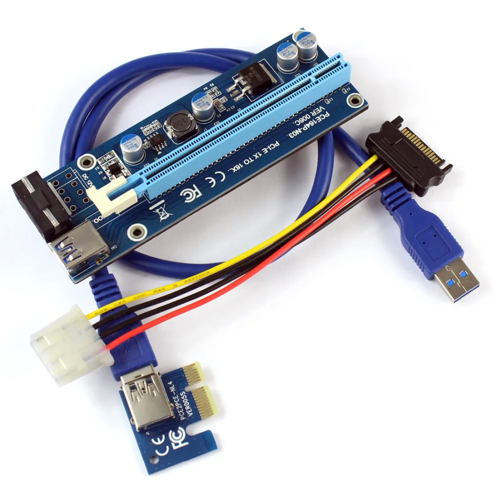 PCIE 1X до 16X графический удлинитель DC одиночный адаптер питания карта для