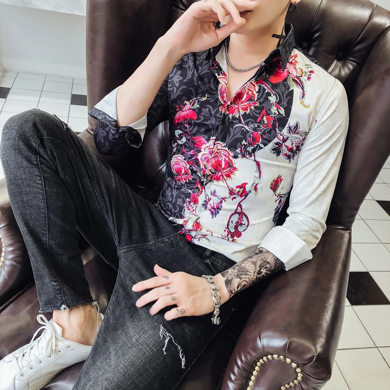 Модные рубашки для мужчин облегающие Camisa Social Masculina новинка 2018 Осенние Клубные