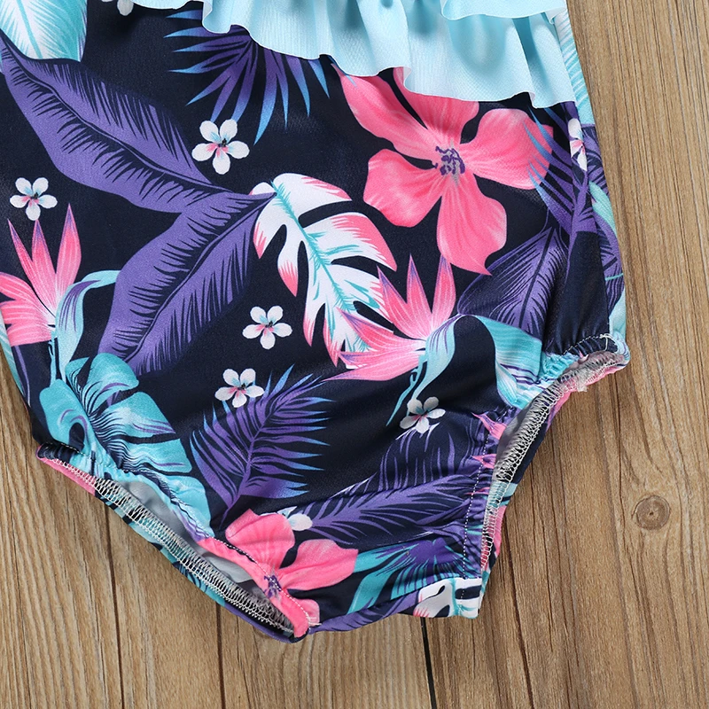 

Toddler Girls One-piece Swimwear Floral Printed Children Beachwear Swimsuit Summer Suspender Kids Swimming Clothes