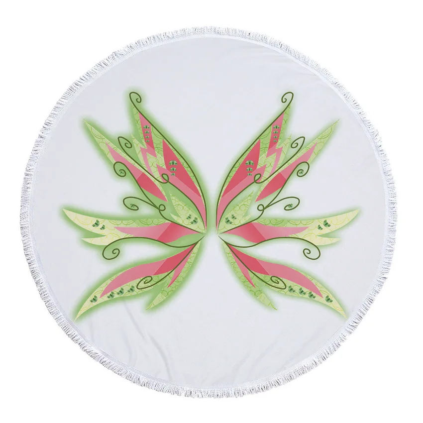 Pattern 8 Летняя микрофибра круглый пляжный круг Фея Купидон Крылья Печать душ банные полотенца йога коврик одеяло toalla de Плайя Редонда 40 - Цвет: Pattern 8