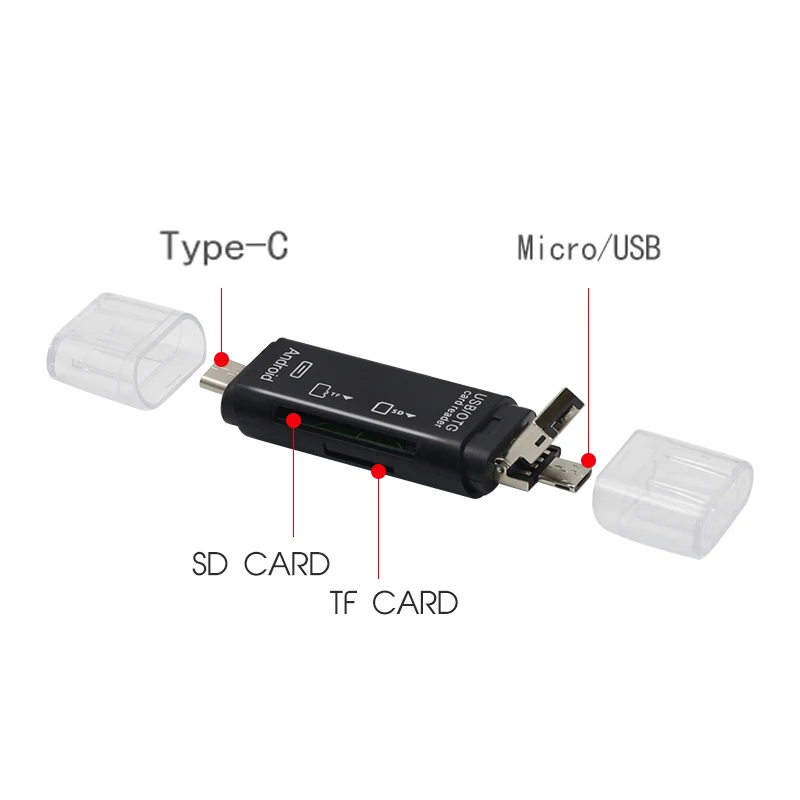 Kebidumei Универсальный 3 в 1 OTG кардридер Тип C и Micro USB высокоскоростной USB2.0 TF/SD для Android