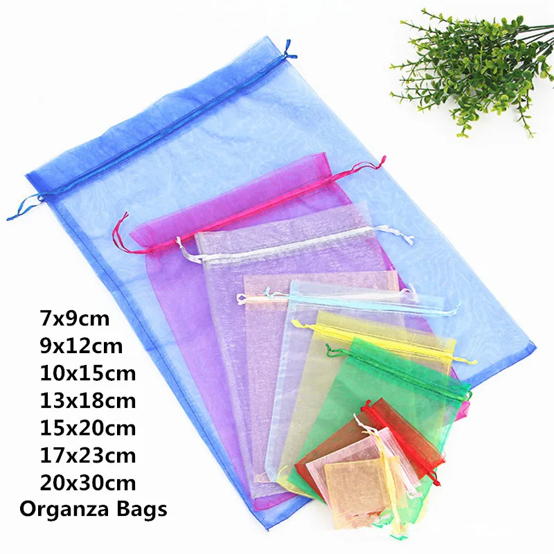 

10pcs 15x20 17x23 20x30 Organza Bags Packaging Pouches Christmas Jewelry Bag Wedding Decoration Birthday Party Supplies Gift Bag