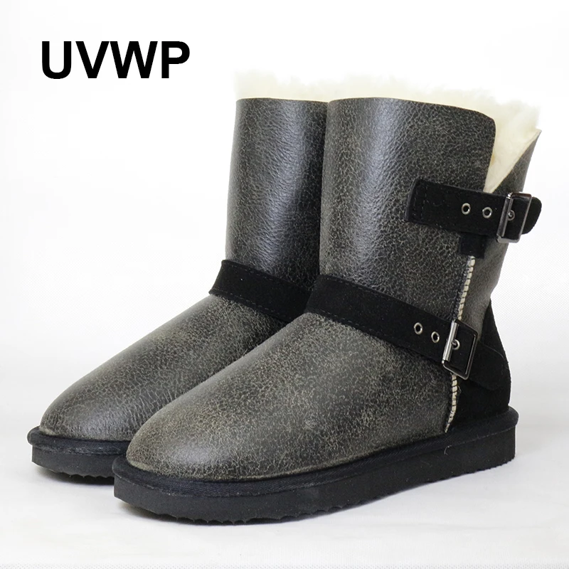 Высококачественные зимние сапоги UVWP женские из натуральной овечьей кожи с 100%