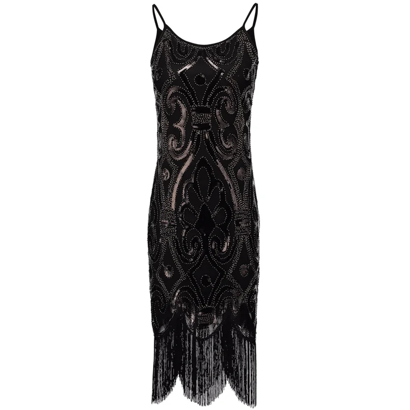 Пикантные черные сапоги блесток бахромой Cami Dress Винтаж Пейсли бисером рукавов