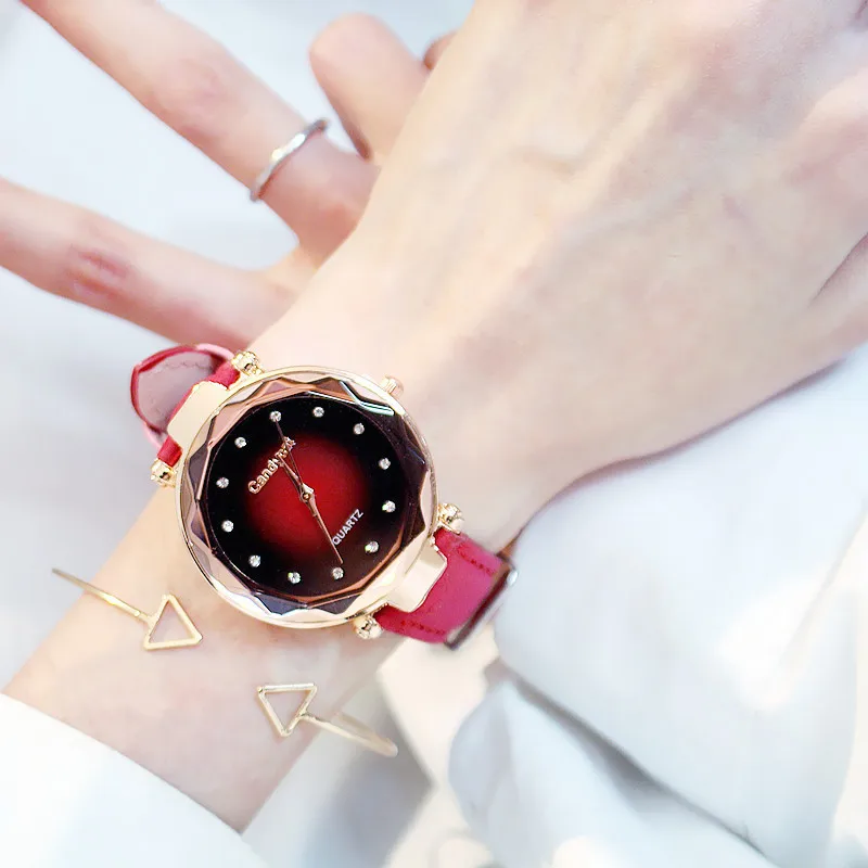 Женские кварцевые часы с кожаным ремешком модные повседневные звездного неба 2019