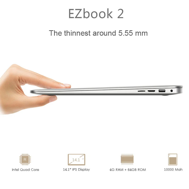Джемпер ezbook 2 A14 14.1 дюймов ноутбук Windows 10 Ultrabook 1080 P FHD ultra slim Intel вишня Taril z8350 Wi Fi|notebook