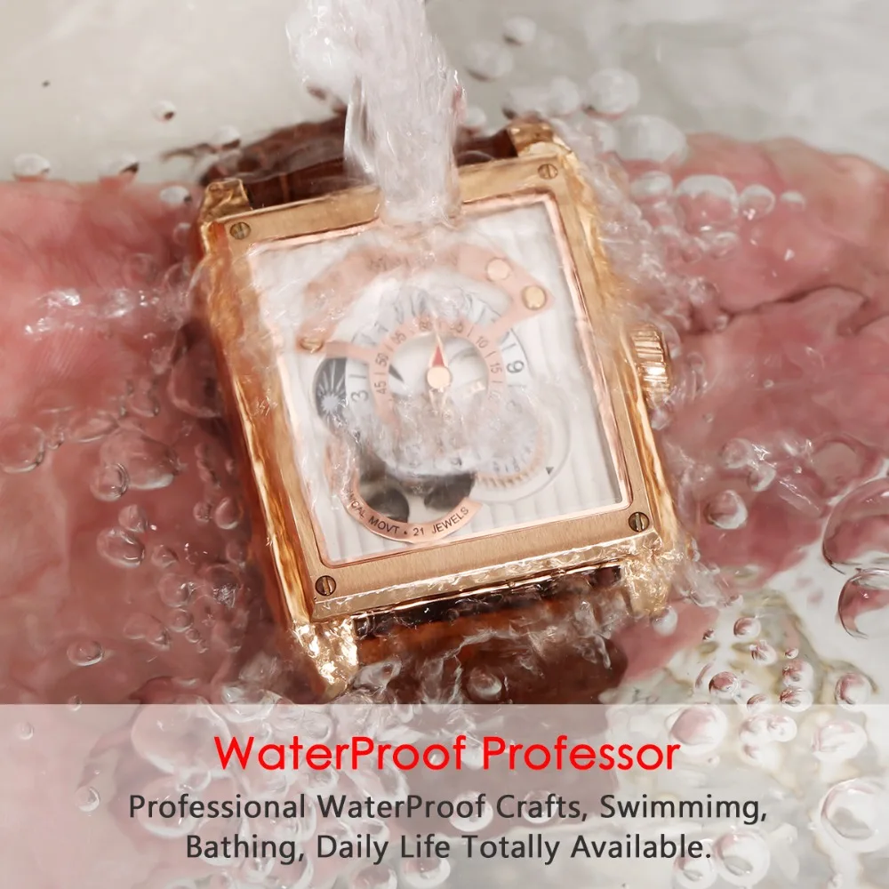 BINLUN классические мужские прямоугольные механические часы Роскошные из