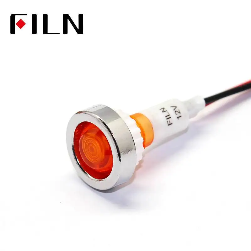 220V Yellow FILN 12v 220v 10 мм Светодиодная пластиковая сигнальная светового Индикатора лампа с 20 см cbale - Цвет: 220V Yellow