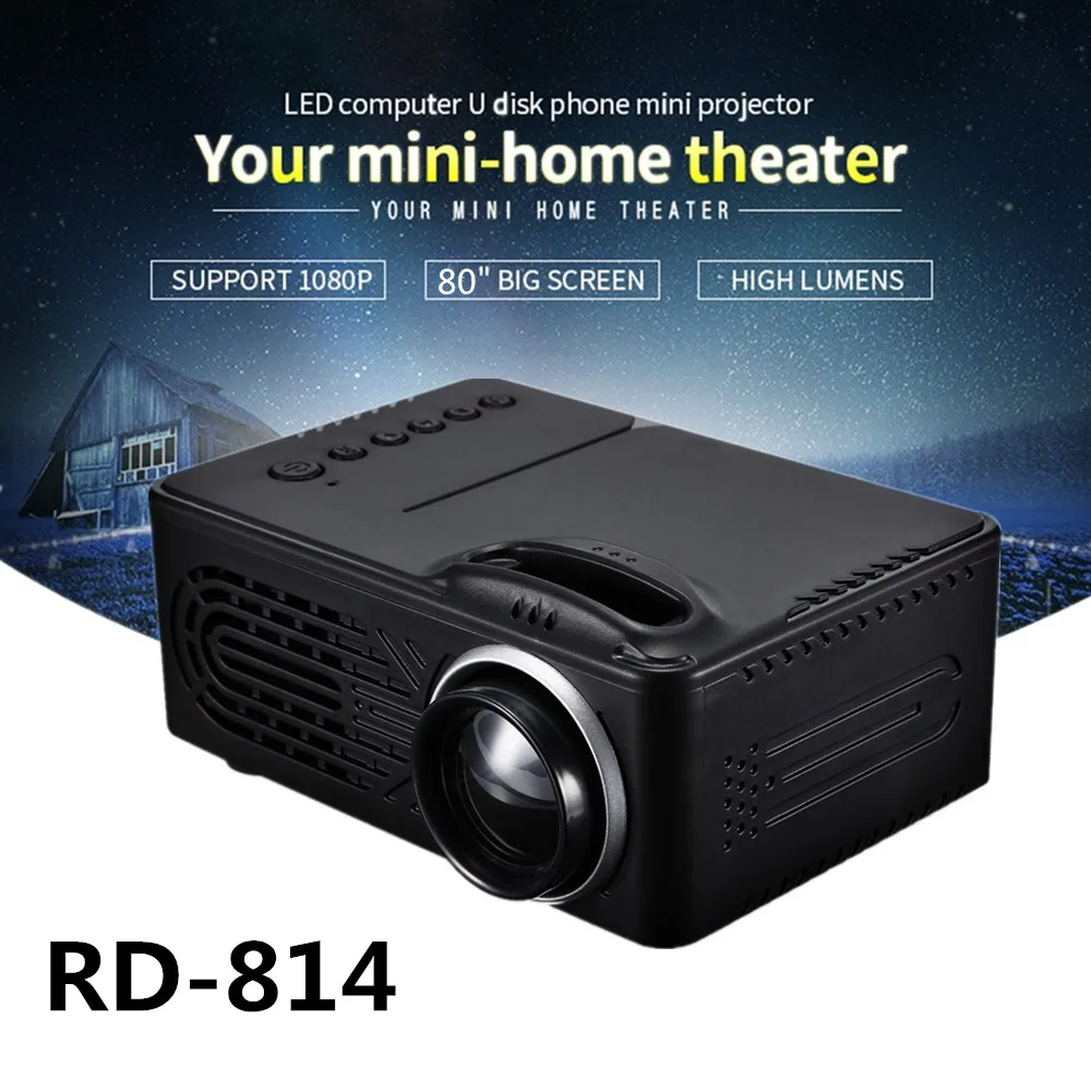 RD-814 светодиодный мини проектор 320x240 Портативный 1080 P для фото музыка Кино