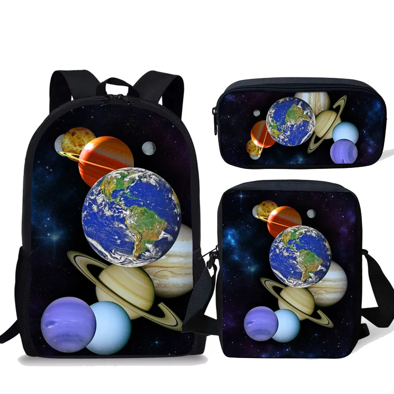 INSTANTART Universe Planet Печатный комплект из 3 предметов школьная сумка рюкзак для