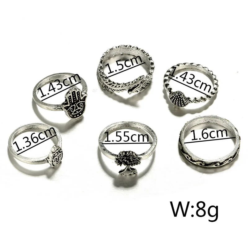 Модное дерево листья пальмы Bijuterii 6 pic/sit крошечные кольца bague много sortijas
