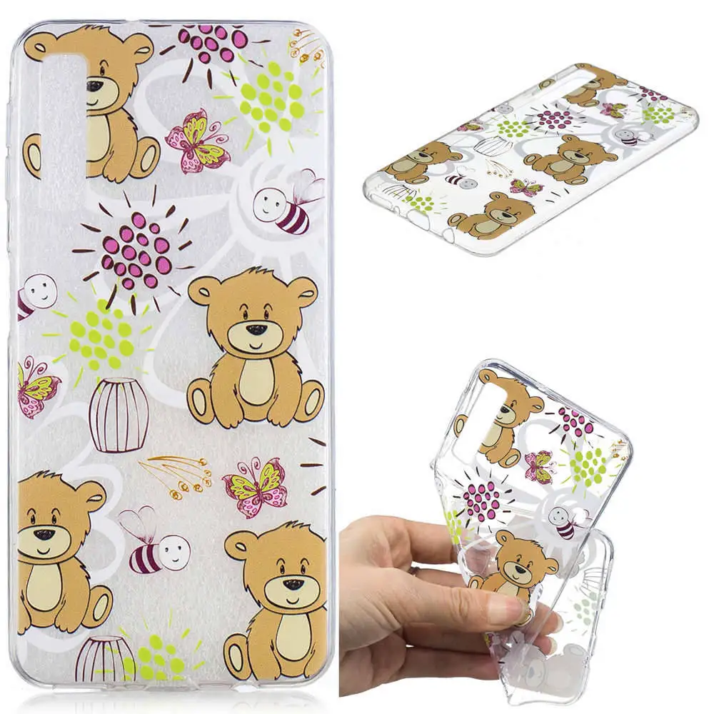 FGHGF For Samsung A7 2018 tree leaf cat butterfly flower girl panda Bear horse cartoon Pattern Soft TPU phone case |