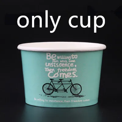 blue cup 50 шт одноразовые креативные бумажные стаканчики для мороженого, фруктов, йогурта, десерта, молочного коктейля, упаковочные стаканчики с пластиковыми крышками, сделай сам, упаковка на вынос - Цвет: blue cup