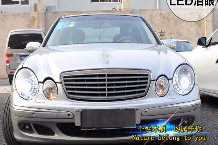 2 шт. светодиодный головной светильник s для Benz W211 2003-2009 Автомобильный светодиодный светильник s двойные ксеноновые линзы автомобильные аксессуары дневные ходовые огни противотуманный светильник