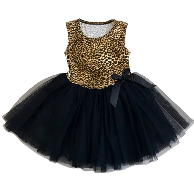 Платье-пачка для маленьких девочек бальное платье с леопардовым принтом и бантом