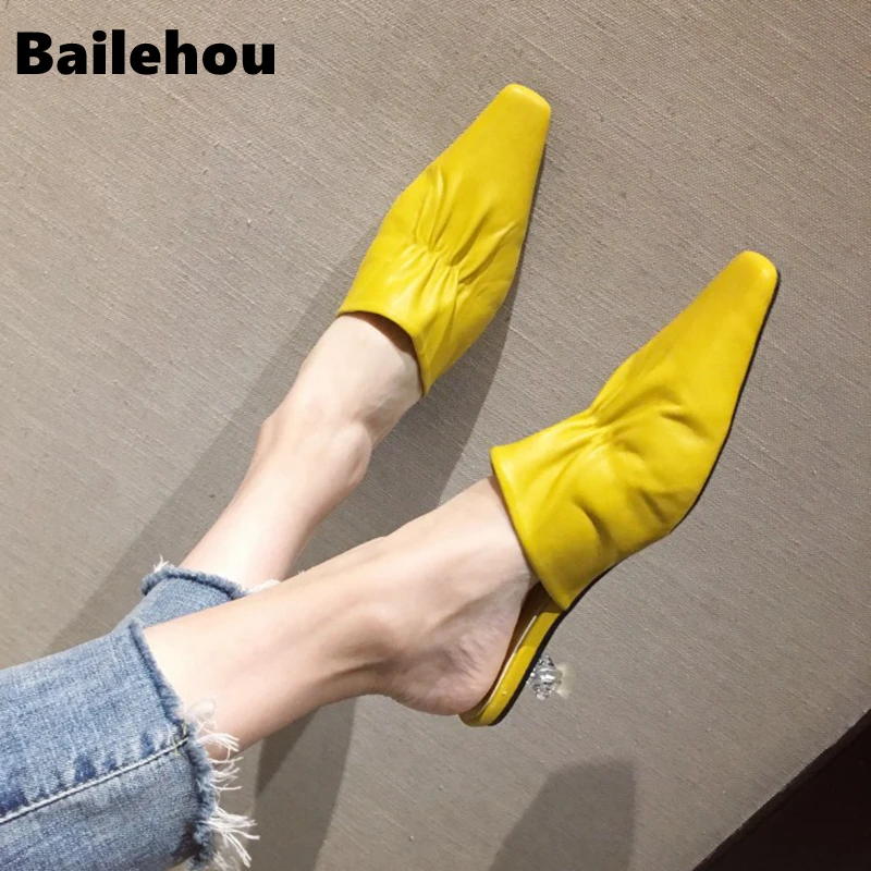 Bailehou/Новинка года; шлепанцы на плоской подошве; женские элегантные тапочки на среднем каблуке; Вьетнамки без застежки; женские уличные сандалии; Mujer