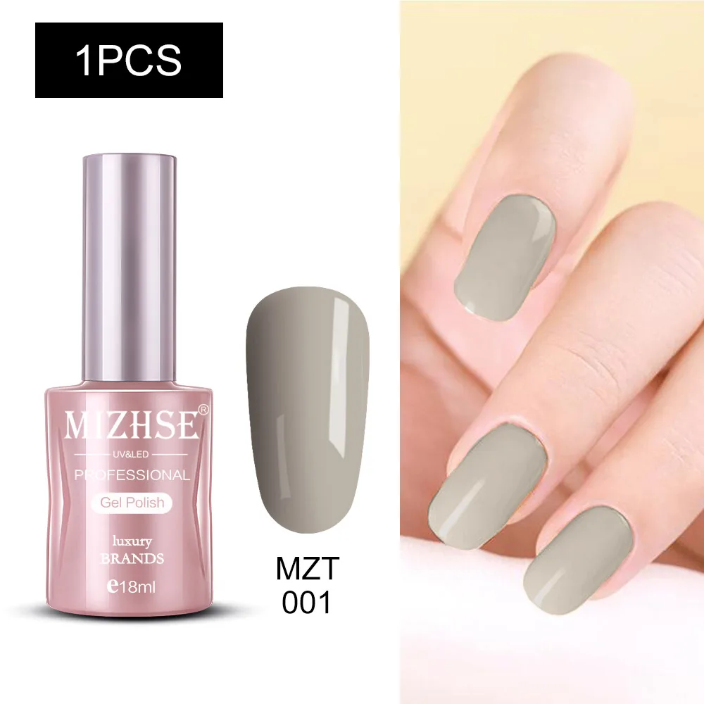 MZT001 MIZHSE Nail Polishes 18ml Vernis Semi Permanant UV Gel Polish Hybrid Nail Art Lacquer For Stamping Soak off Varnish Gel - Color: MZT001