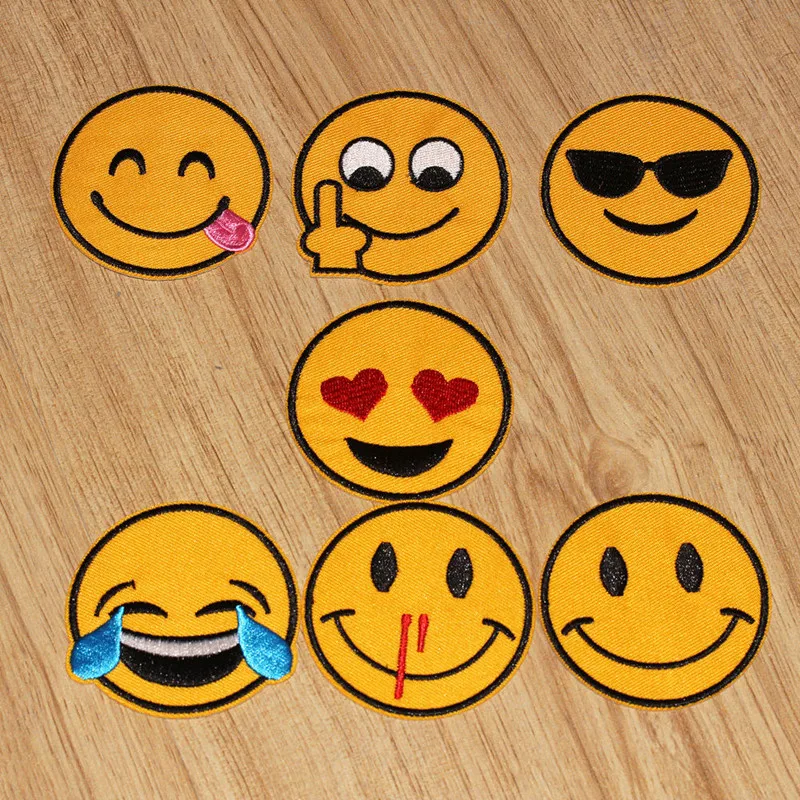 7 шт эмодзи преувеличенное Экспрессия железа на вышивать пачках вышитый значок |