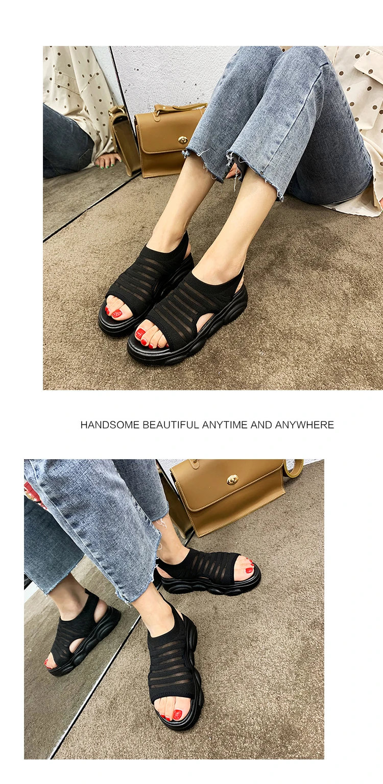 Sandals Elastic Band Comfort Shoes For Women Strappy Heels All-Match Women's Increasing Height Med Muffins shoe Clogs