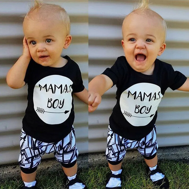 PUDCOCO Fashion Newborn Infant Baby MAMAS Boy Toddler Cotton T-shirt Tops+Pants Outfit Clothes 0-24M |