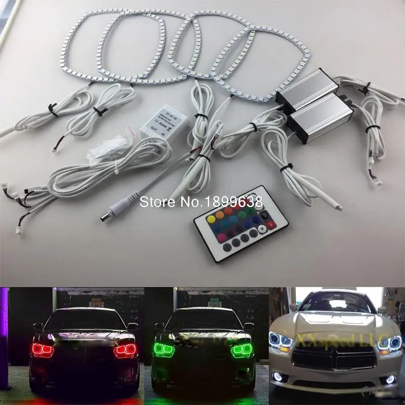 Для Dodge Charger 2011 2012 2013 2014 RGB светодиодные кольца для Фар halo angel demon eyes с пультом