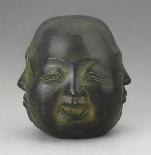 

chinese tibet bronze 4 faces buddha head statue