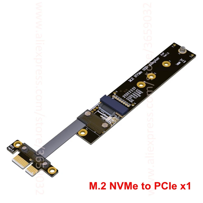 M.2 M ключ NVMe SSD для PCI e PCIe x1 адаптер Riser Card Гибкий плоский кабель M2 keyM Express pci express 1x Gen3.0
