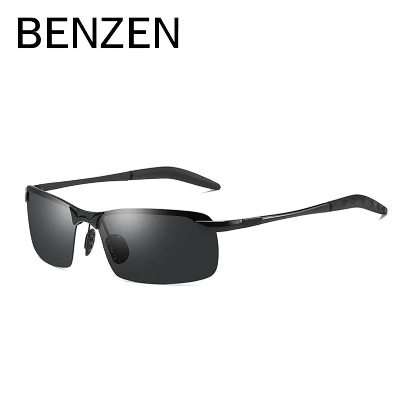 BLACK GREY BENZEN, фотохромные солнцезащитные очки, мужские, поляризационные, Обесцвечивающие, солнцезащитные очки для мужчин, без оправы, квадратные, автомобильные солнцезащитные очки для вождения, оттенки - Цвет линз: BLACK GREY
