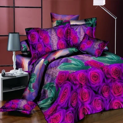 as picture JaneYU 4 шт. king size роскошное 3D постельное белье с рисунком розы наборы красный цвет одеяло набор покрывало простыня наволочка для свадьбы - Цвет: as picture